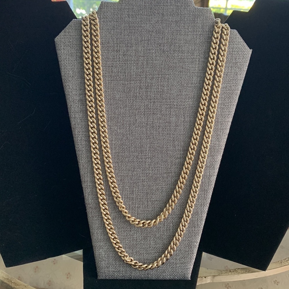 Vintage Long Chain Necklace Western Germany Gold Tone Flapper Opera 53”